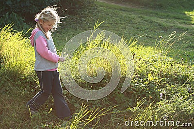 Heary girl walking Stock Photo