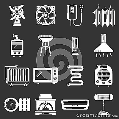 Heat cool air flow tools icons set grey Stock Photo