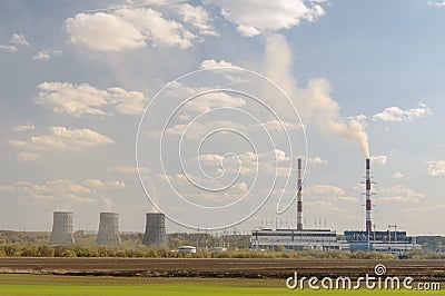 Heat Electric Station to the green box in the foreground Stock Photo