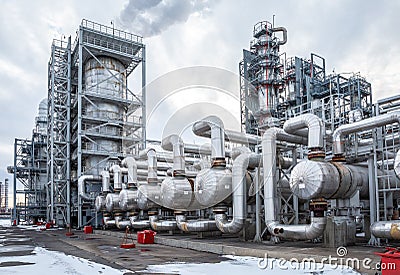 Heat exchanger in an oil refinery, large size, daylight Stock Photo