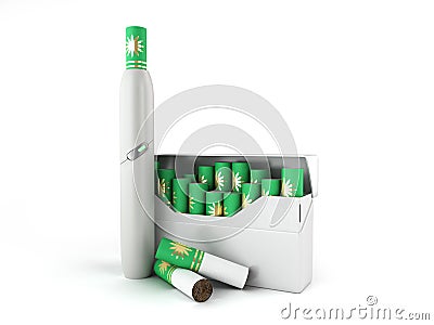 Heat not burn tobacco product technology electronic cigarette 3d render on white background Stock Photo