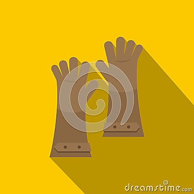 Heat resistant gloves for welding icon, flat style Vector Illustration