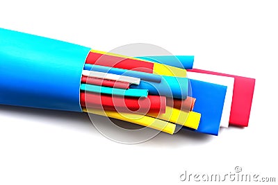 Heat shrink tubing components for cables isolation Stock Photo