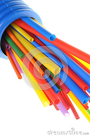 Heat shrink tubing components for cables isolation Stock Photo