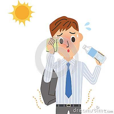 Heat stroke office worker Vector Illustration