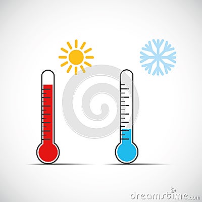 Heat thermometer icon symbol hot cold weather Vector Illustration