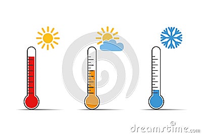 Heat thermometer icon symbol hot and cold weather Vector Illustration