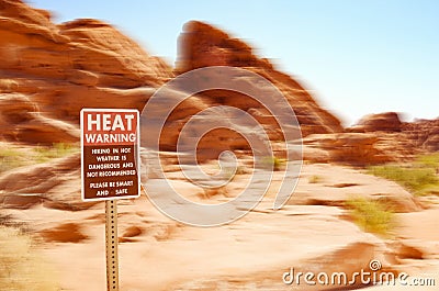 Heat warning sign in the national park Stock Photo