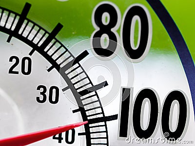 Heat Wave 100 Degree Window Thermometer Stock Photo