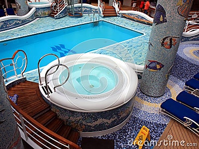 Heated pool on the cruise ship Stock Photo