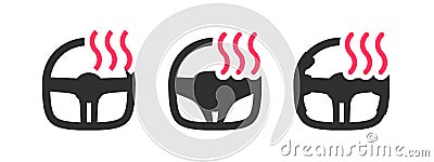 Heated steering wheel car icon vector pictogram or preheat auto vehicle system ui button for automobile dashboard interface Vector Illustration