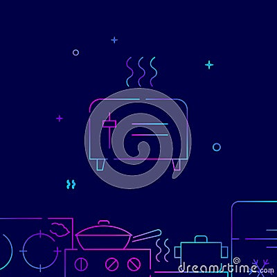 Heated toaster gradient line icon, vector illustration Vector Illustration