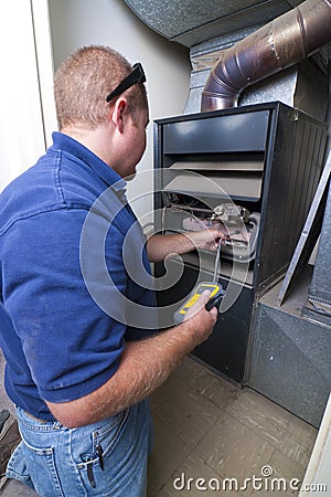 Heater Repair Man Stock Photo
