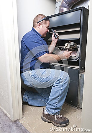 Heater Repair Man Stock Photo