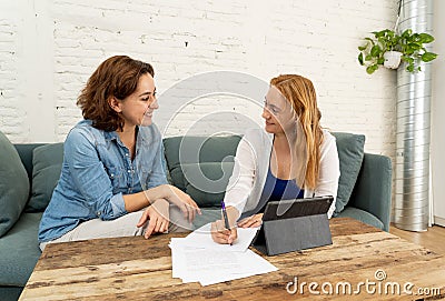 Heath coach therapist working with client in life habits changes to have a new healthy life Stock Photo