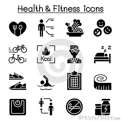 Heath, Fitness, Diet icon set vector illustration graphic design Vector Illustration