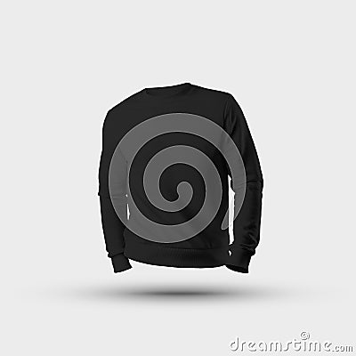 Heather textile mockup 3D rendering, male black long sleeve sweatshirt for design presentation, front view Stock Photo