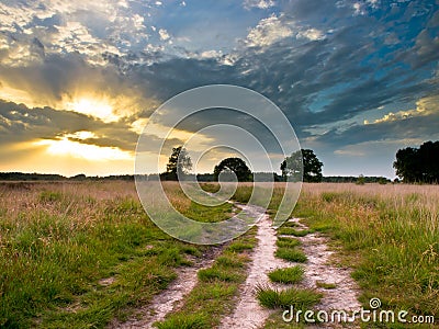 Heathland Trail Sunset Stock Photo