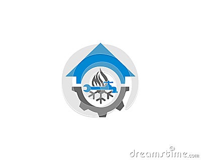 Heating, Air Conditioning and Plumbing Home Service Logo Template. Vector Illustration