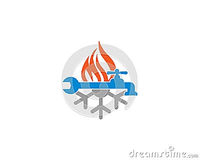 Heating, Air Conditioning and Plumbing Service Logo Template. Vector Illustration
