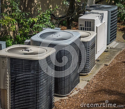 Heating and air conditioning units Stock Photo