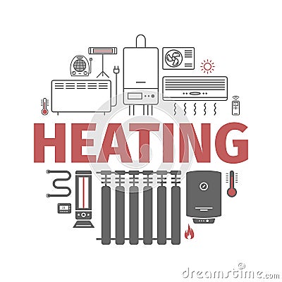 Heating and cooling banner. Ventilation and conditioning vector illustration. Vector Illustration