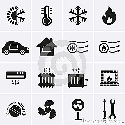 Heating and Cooling Icons Vector Illustration