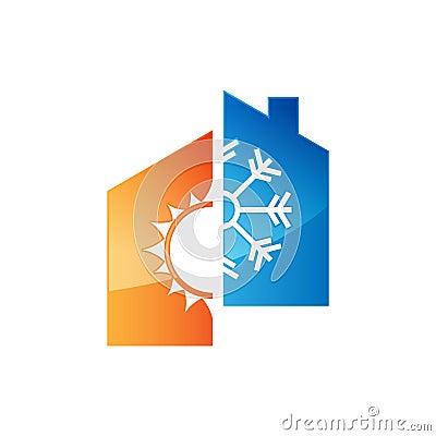 Heating and cooling logo design vector image Vector Illustration