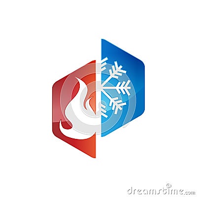 Heating and cooling logos Vector Illustration