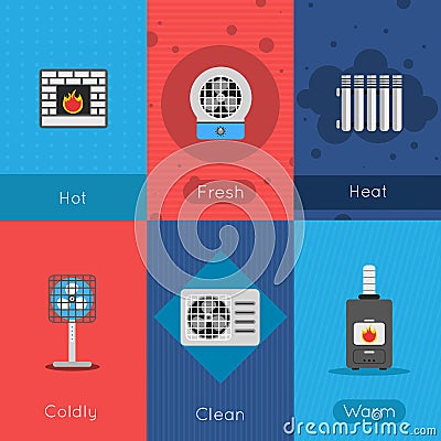 Heating And Cooling Poster Vector Illustration