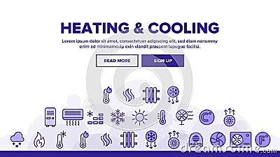 Heating And Cooling System Vector Linear Icons Set Vector Illustration