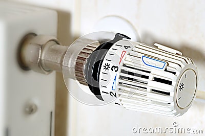 Heating cost settlement, thermostat Stock Photo