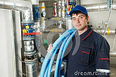 Heating engineer repairman Stock Photo