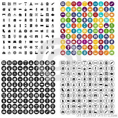 100 heating icons set variant Stock Photo