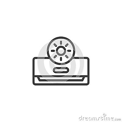 Heating mode air conditioner line icon Vector Illustration