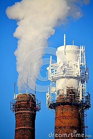 Heating plant pipes Stock Photo