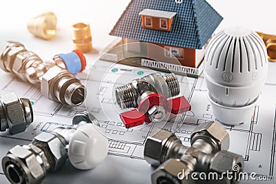 House heating system installation equipment Stock Photo