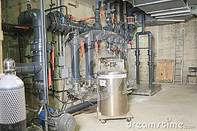 Heating system and valve equipment in a boiler Stock Photo