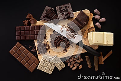 Heatlhy mix of chocolate handmade candies on a kitchen table Stock Photo