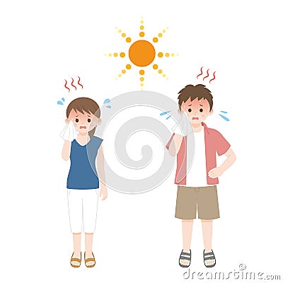 Heatstroke people Vector Illustration