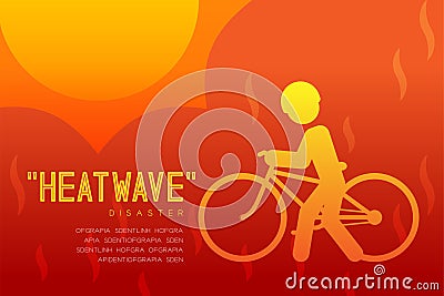 Heatwave Disaster of man icon pictogram with bicycle design infographic illustration Vector Illustration