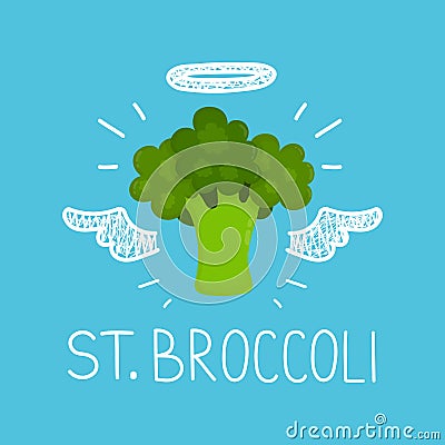 Heaven broccoli concept `St. broccoli` Vector Illustration