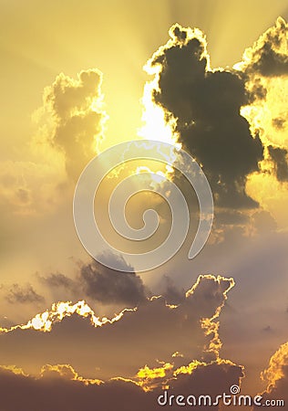 Sky - Heaven - Dramatic clouds at sunset Stock Photo