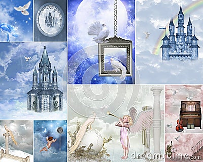 Heaven gate collage Stock Photo