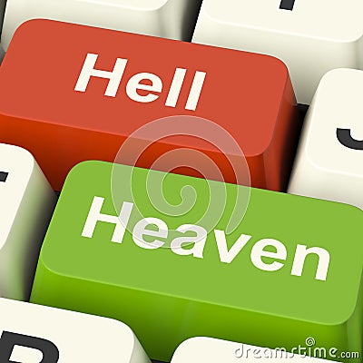 Heaven Hell Computer Keys Showing Choice Stock Photo