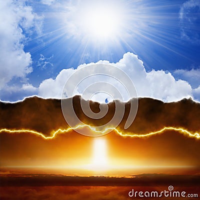 Heaven and hell, good vs evil, light vs darkness Stock Photo