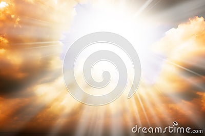 Heaven religion concept - sun rays and sky Stock Photo