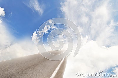 Heaven road turn into clouds Stock Photo