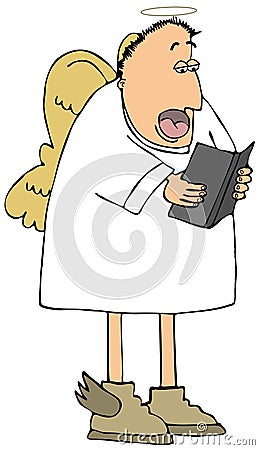 Heavenly angel singing from a hymn book Stock Photo