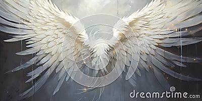 Heavenly Guardian: A Stunning Project of Giant Wings, Halo, and Stock Photo